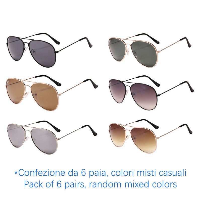 Occhiali da sole - protezione 100% UV400 - N-1201A - Confezione da 6 Paia