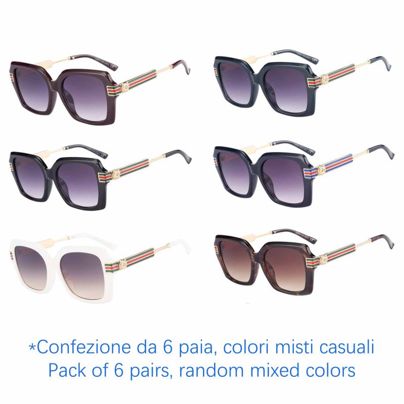 Sunglasses - protection 100% UV - N-3813 - Wholesale Pack of 6 Sunglasses - protection 100% UV - N-3813 - Wholesale Pack of 6