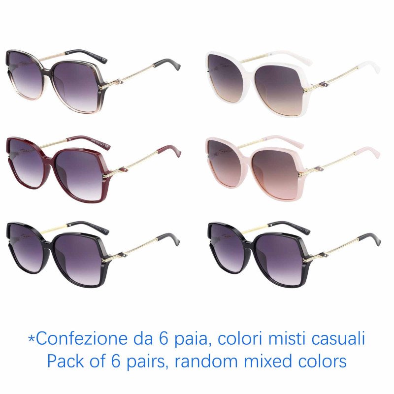 Sunglasses - protection 100% UV - N-3822 - Wholesale Pack of 6 Sunglasses - protection 100% UV - N-3822 - Wholesale Pack of 6