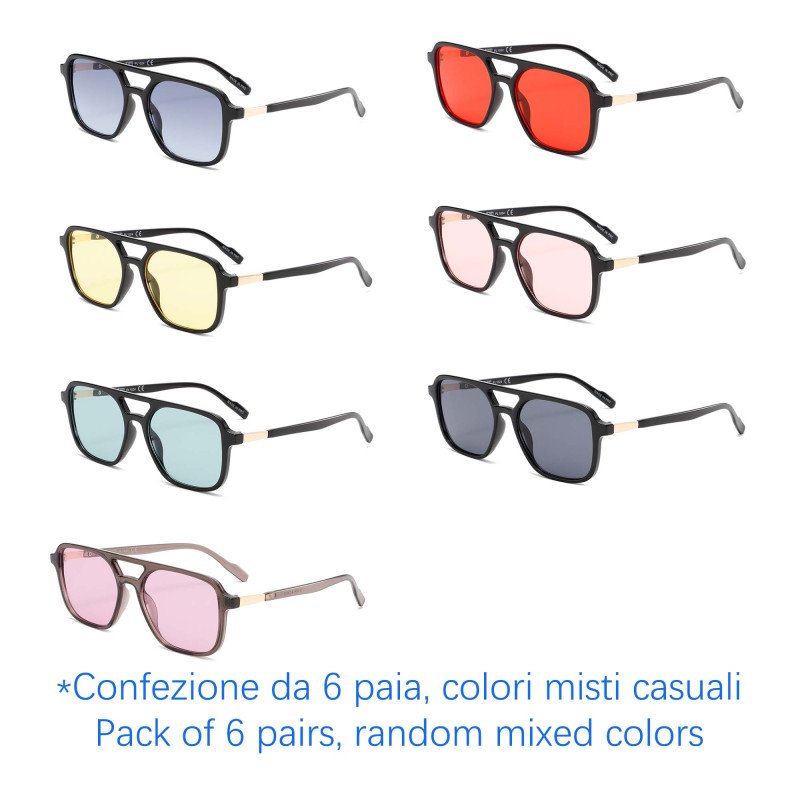 Sunglasses - protection 100% UV - N-3841A - Wholesale Pack of 6 Sunglasses - protection 100% UV - N-3841A - Wholesale Pack of 6