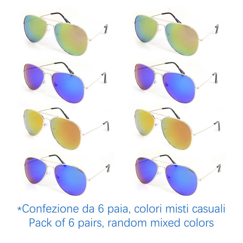 Occhiali da sole - protezione 100% UV400 - N-494 - Confezione da 6 Paia Occhiali da sole - protezione 100% UV400 - N-494 - Confezione da 6 Paia