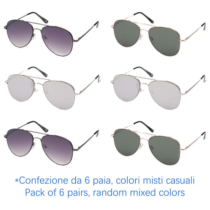 Occhiali da sole - protezione 100% UV400 - N-517 - Confezione da 6 Paia Occhiali da sole - protezione 100% UV400 - N-517 - Confezione da 6 Paia