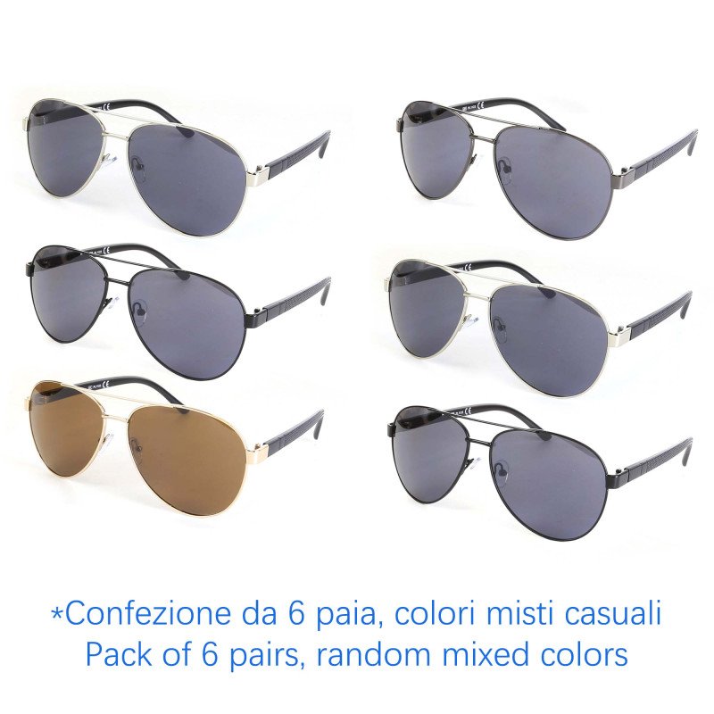 Occhiali da sole - protezione 100% UV400 - N-524 - Confezione da 6 Paia Occhiali da sole - protezione 100% UV400 - N-524 - Confezione da 6 Paia