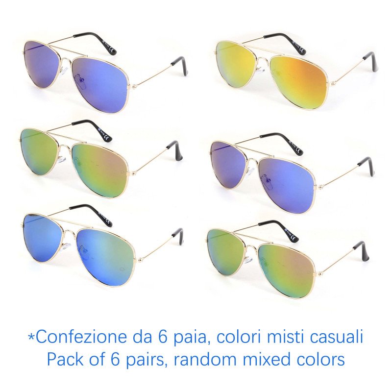 Occhiali da sole - protezione 100% UV400 - N-579B - Confezione da 6 Paia Occhiali da sole - protezione 100% UV400 - N-579B - Confezione da 6 Paia